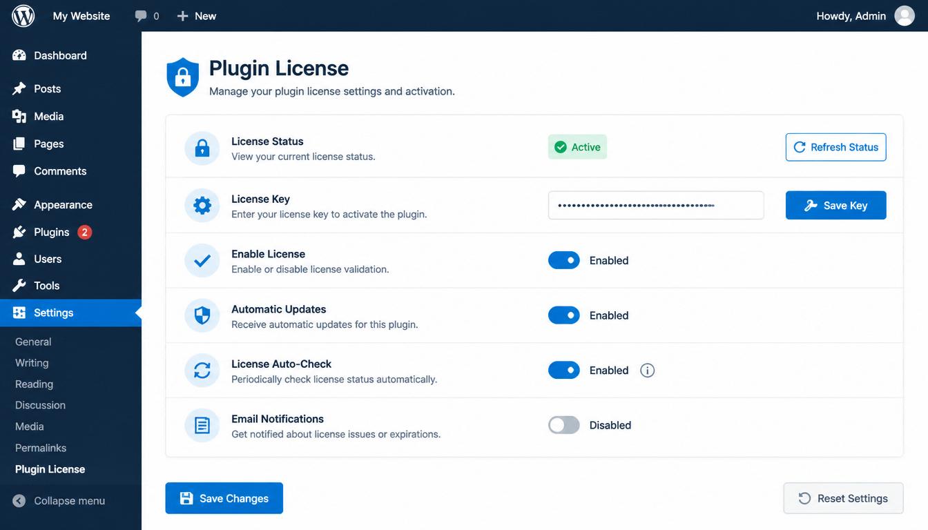 Admin Settings Panel