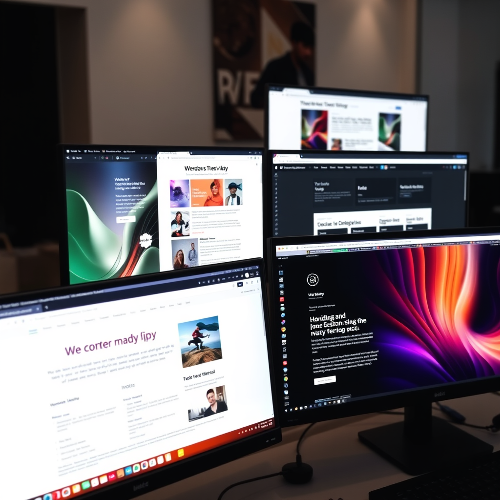 Four websites on screen