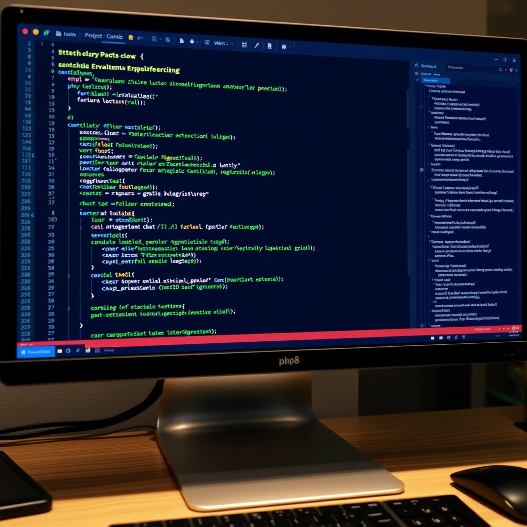 PHP 8 code on screen