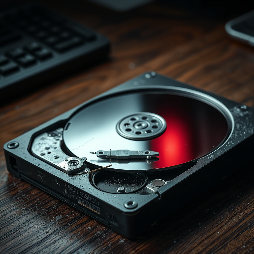 Failed hard drive on a desk