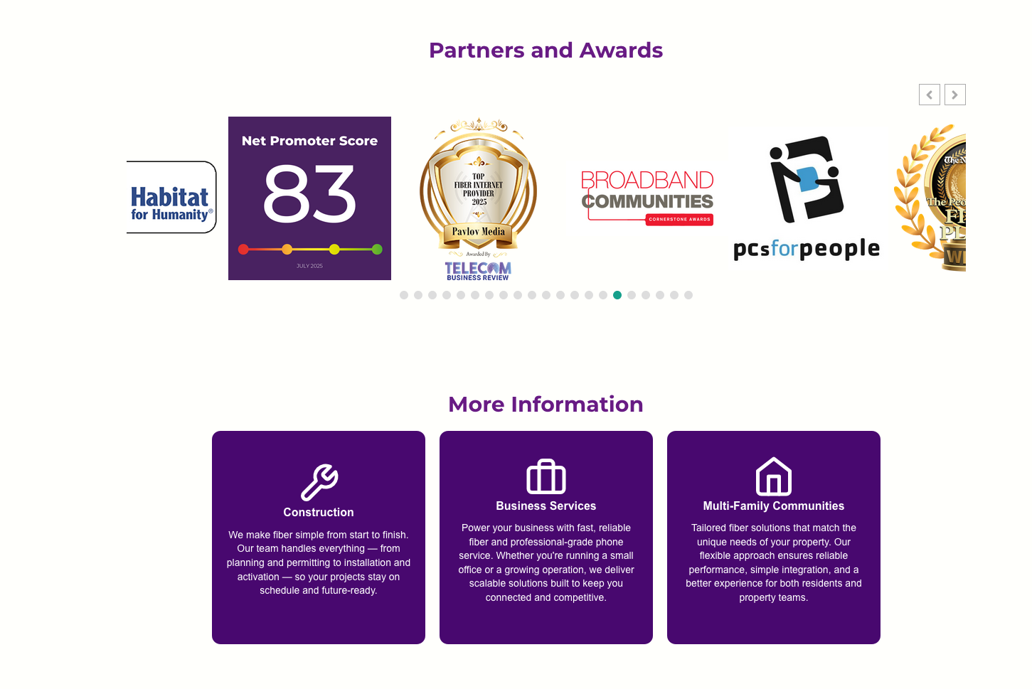 New site partners logo carousel and B2B cards
