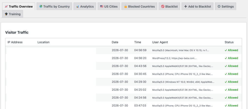 Screenshot 2026-07-29 at 23-57-24 Traffic Monitor ‹ wp-beta — WordPress