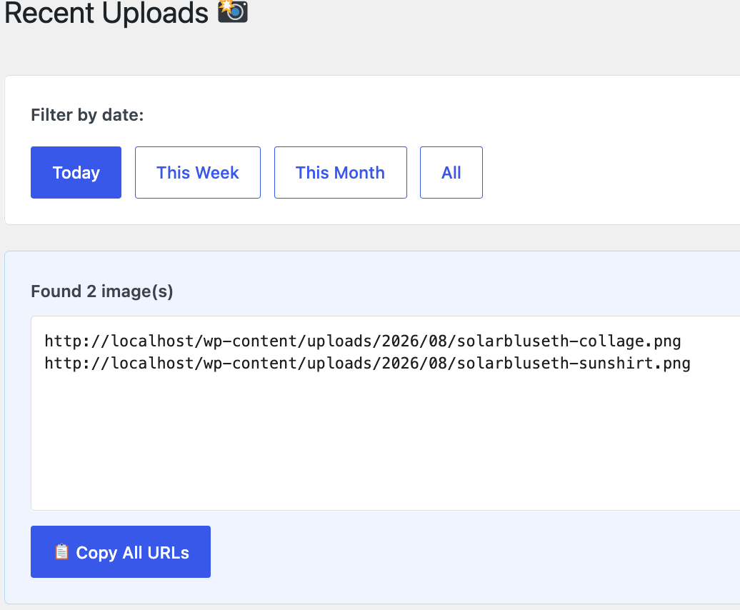 Advanced Themer Recent Uploads Dashboard